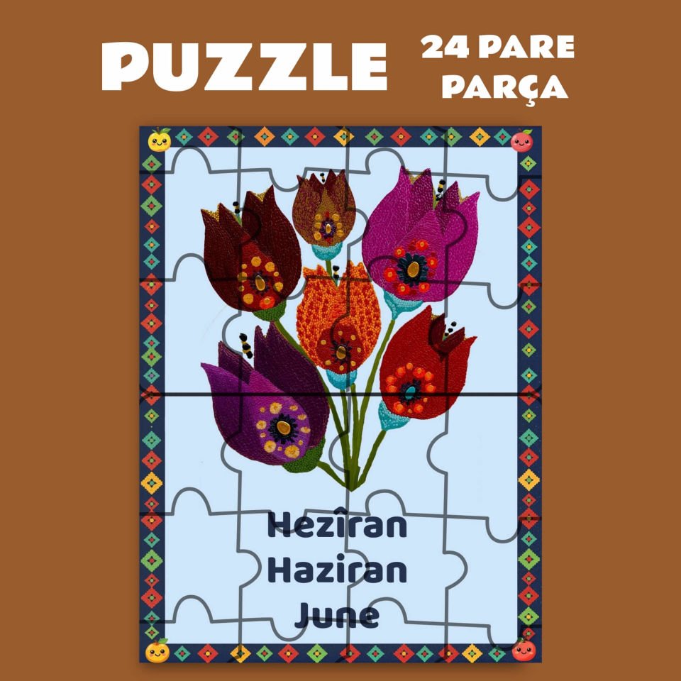 Pazil Bi Kurdî Hezîran Haziran Ayı  - Kürtçe Puzzle Yapboz (24 Pare/Parça - A5)