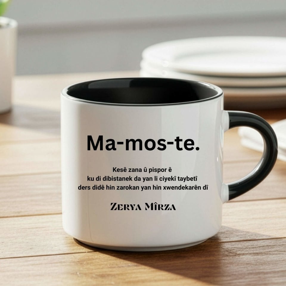 İsme Özel Kürtçe Mamoste Siyah Renkli Nescafe Kupa Bardağı - Kürtçe Öğretmenler Günü Ma-Mos-Te Nescafe Kupası