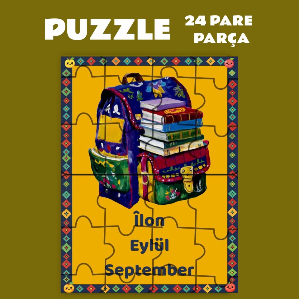 Pazil Bi Kurdî Îlon Eylül Ayı  - Kürtçe Puzzle Yapboz (24 Pare/Parça - A5)