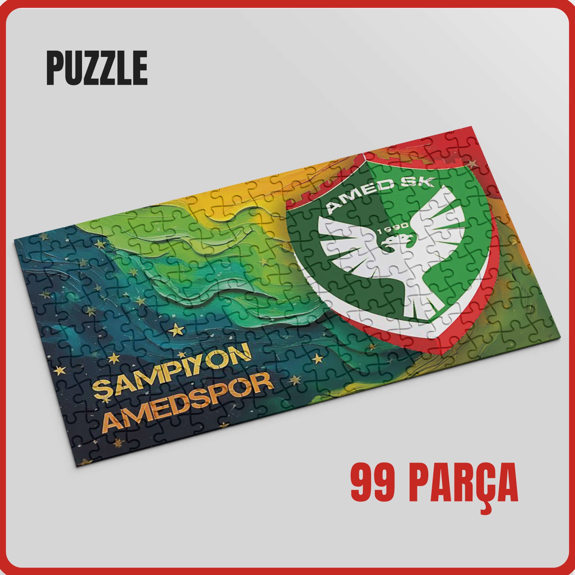 Şampiyon Amedspor Motifli Pazil Puzzle Yapboz (99 Pare/Parça - A4)