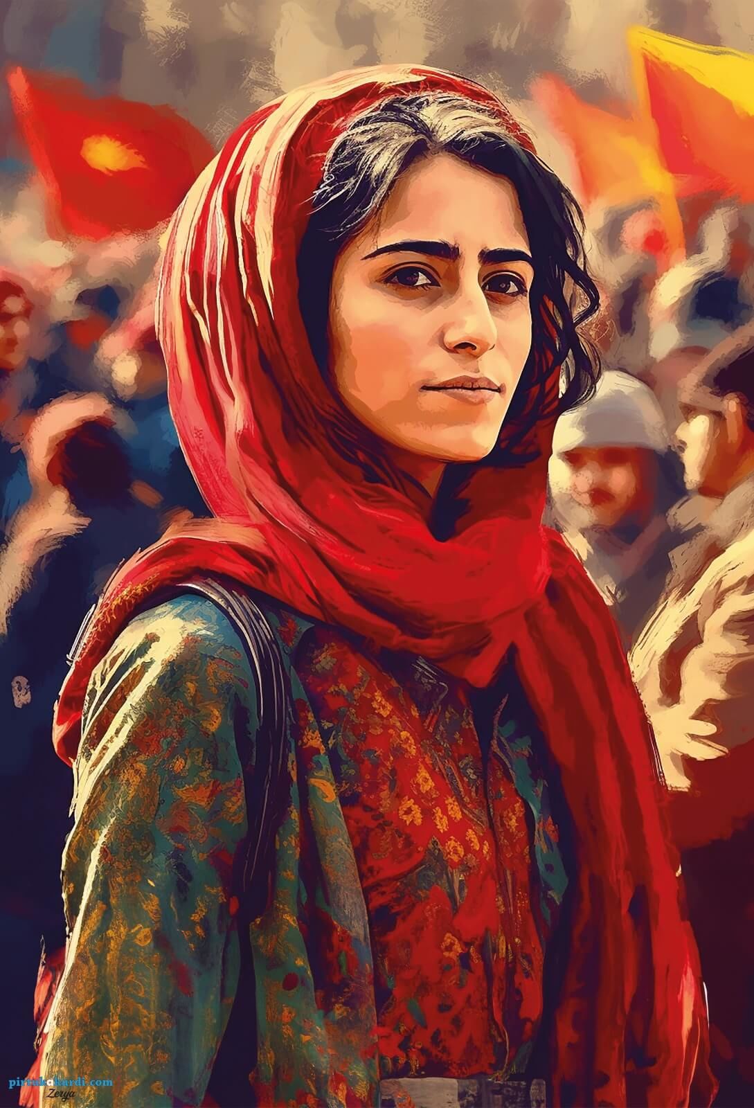 Kırmızı Şallı Kadın Posteri