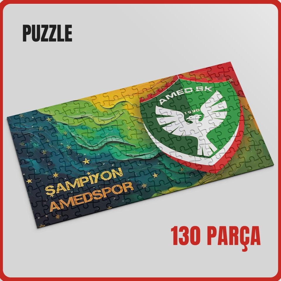 Şampiyon Amedspor Motifli Pazil Puzzle Yapboz (130 Pare/Parça - A3)