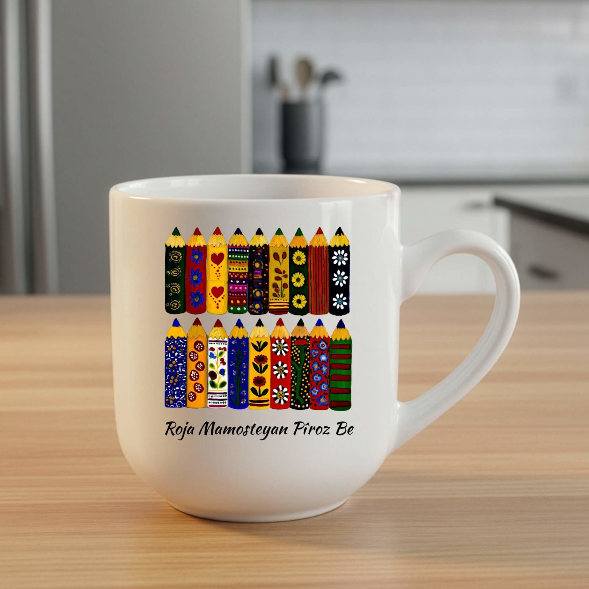 Kürtçe Öğretmenler Günü Mamoste Beyaz Renkli Elite Kupa Bardağı - Roja Mamosteyan Pîroz Be Kupası