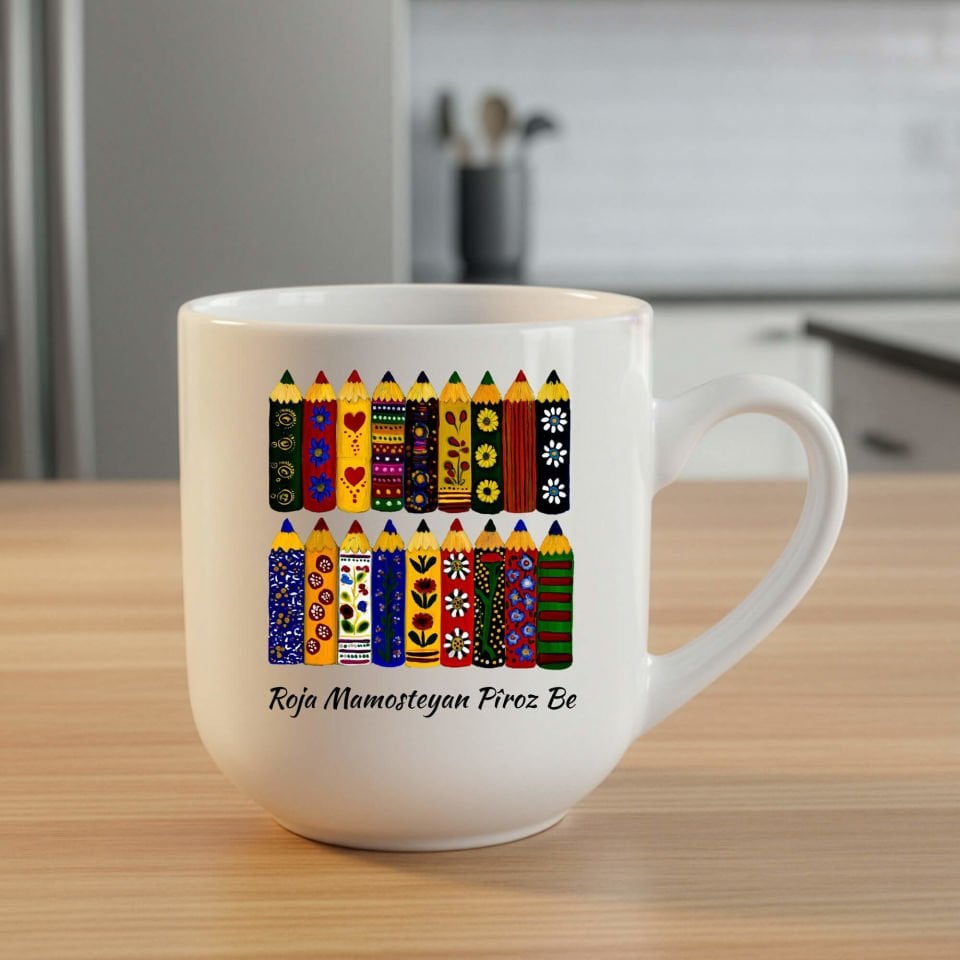 Kürtçe Öğretmenler Günü Mamoste Beyaz Renkli Elite Kupa Bardağı - Roja Mamosteyan Pîroz Be Kupası