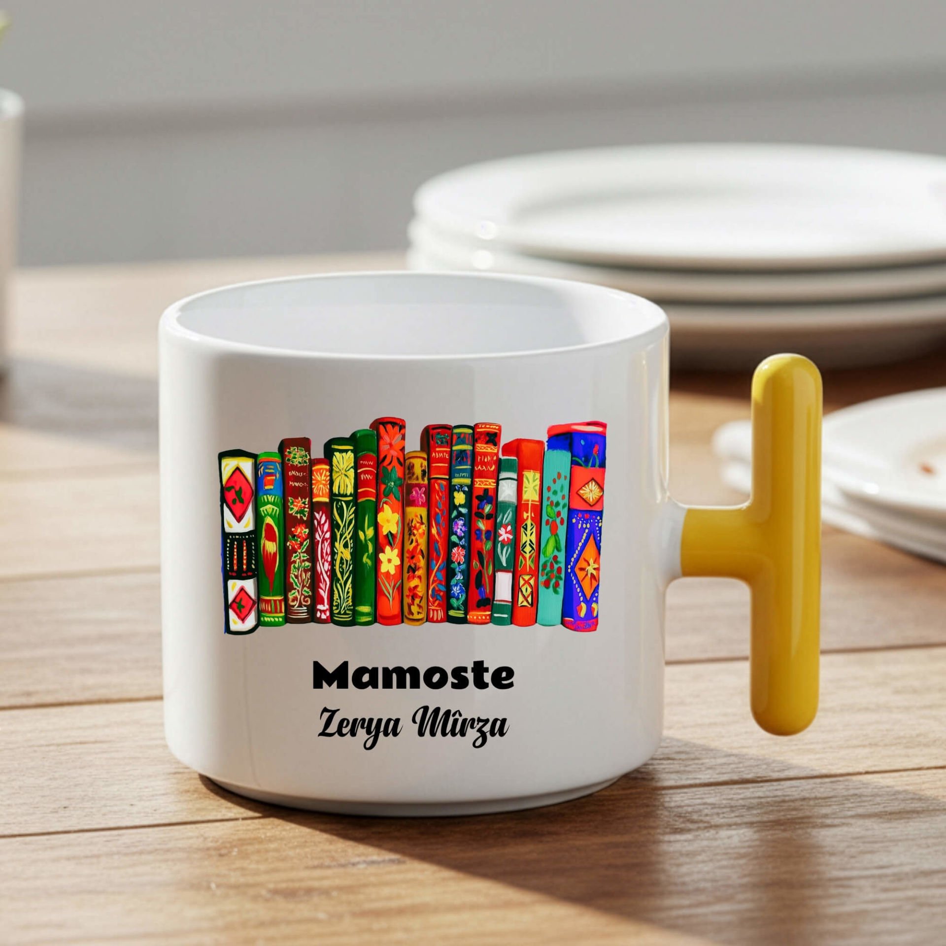 İsme Özel Kürtçe Öğretmenler Günü Mamoste Sarı Renkli T Kupa Bardağı Kupası