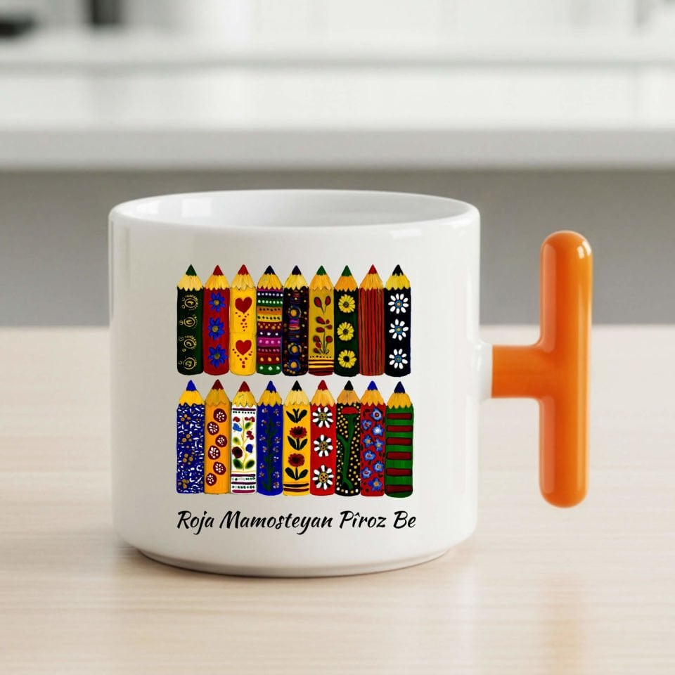 Kürtçe Öğretmenler Günü Mamoste Turuncu Renkli T Kupa Bardağı - Roja Mamosteyan Piroz Be