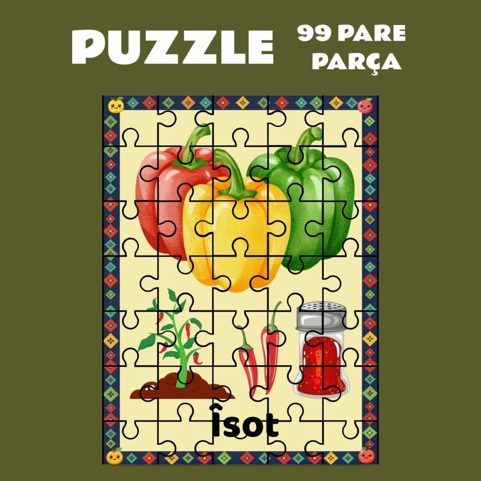 Pazil Bi Kurdî Îsot Biber  - Kürtçe Puzzle Yapboz (99 Pare/Parça - A4)