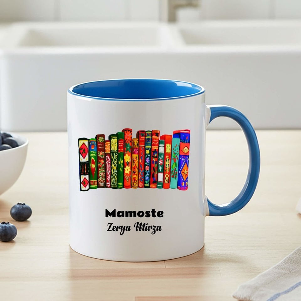 İsme Özel Kürtçe Öğretmenler Günü Mamoste Mavi Renkli Klasik Kupa Bardağı Kupası