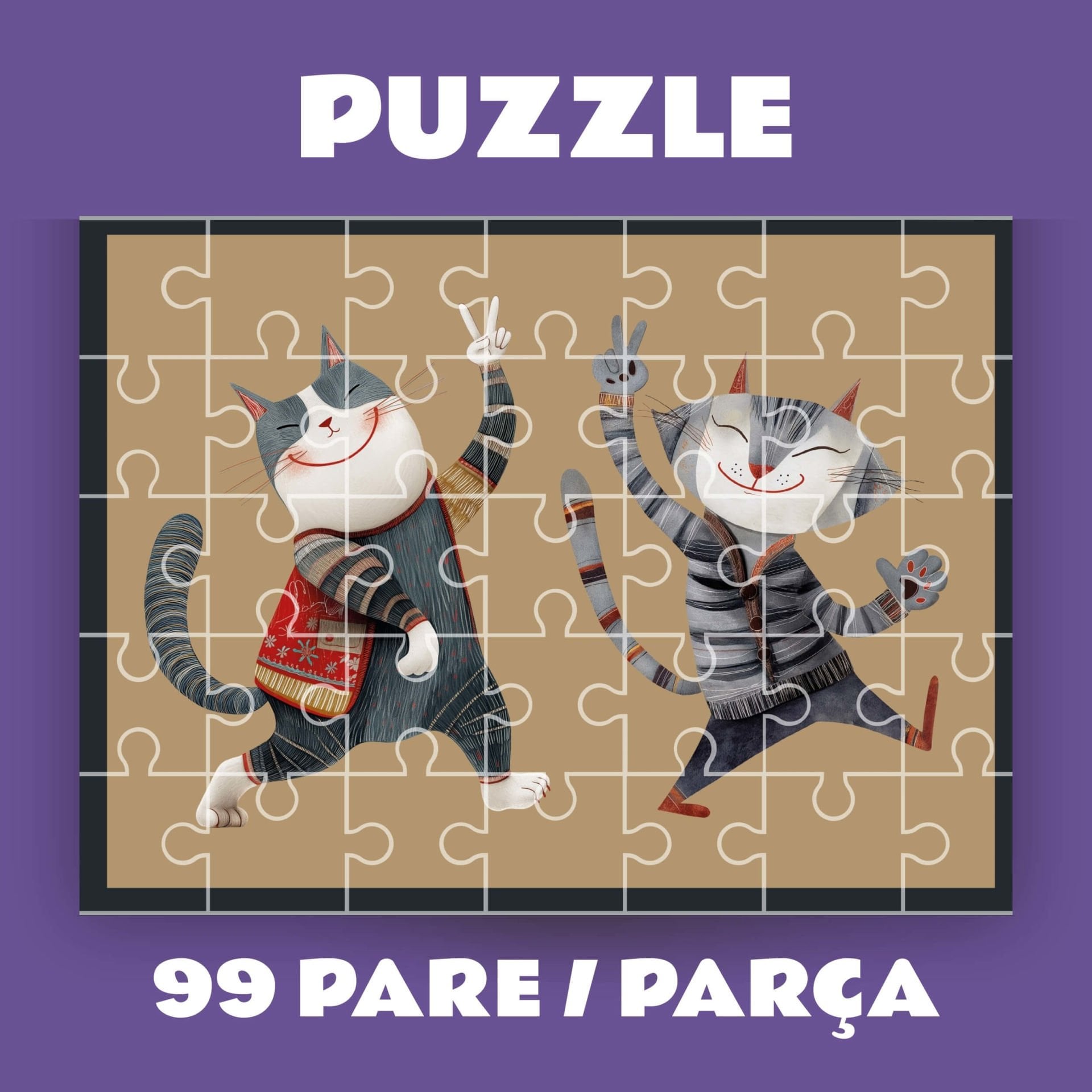 Pazil Bi Kurdî Pisîk Kedi - Kürtçe Puzzle Yapboz (99 Pare/Parça - A4)