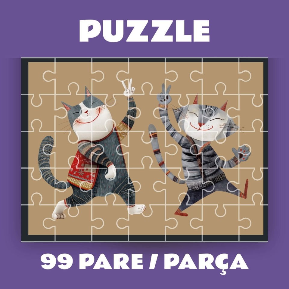 Pazil Bi Kurdî Pisîk Kedi - Kürtçe Puzzle Yapboz (99 Pare/Parça - A4)
