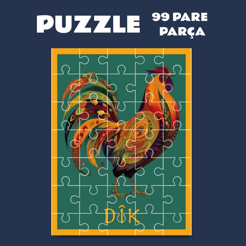 Pazil Bi Kurdî Dîk Horoz - Kürtçe Puzzle Yapboz (99 Pare/Parça - A4)