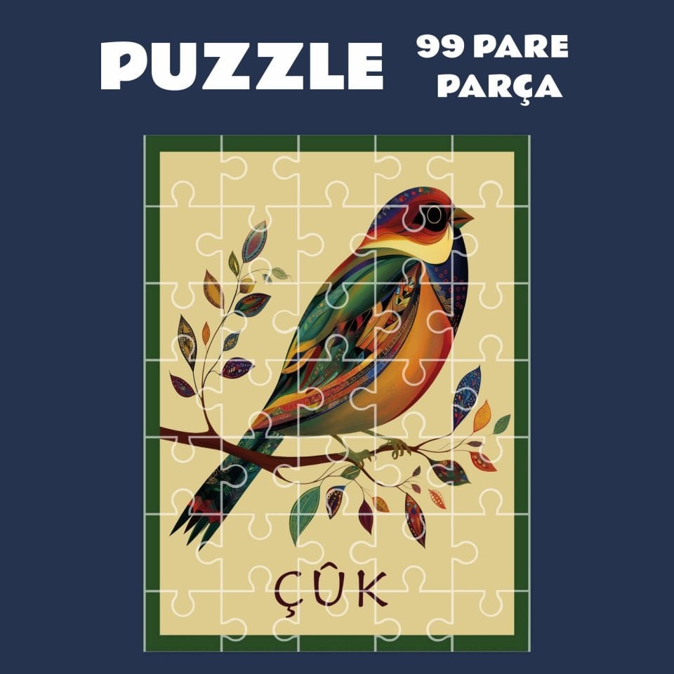 Pazil Bi Kurdî Çûk Çivîk Kuş - Kürtçe Puzzle Yapboz (99 Pare/Parça - A4)