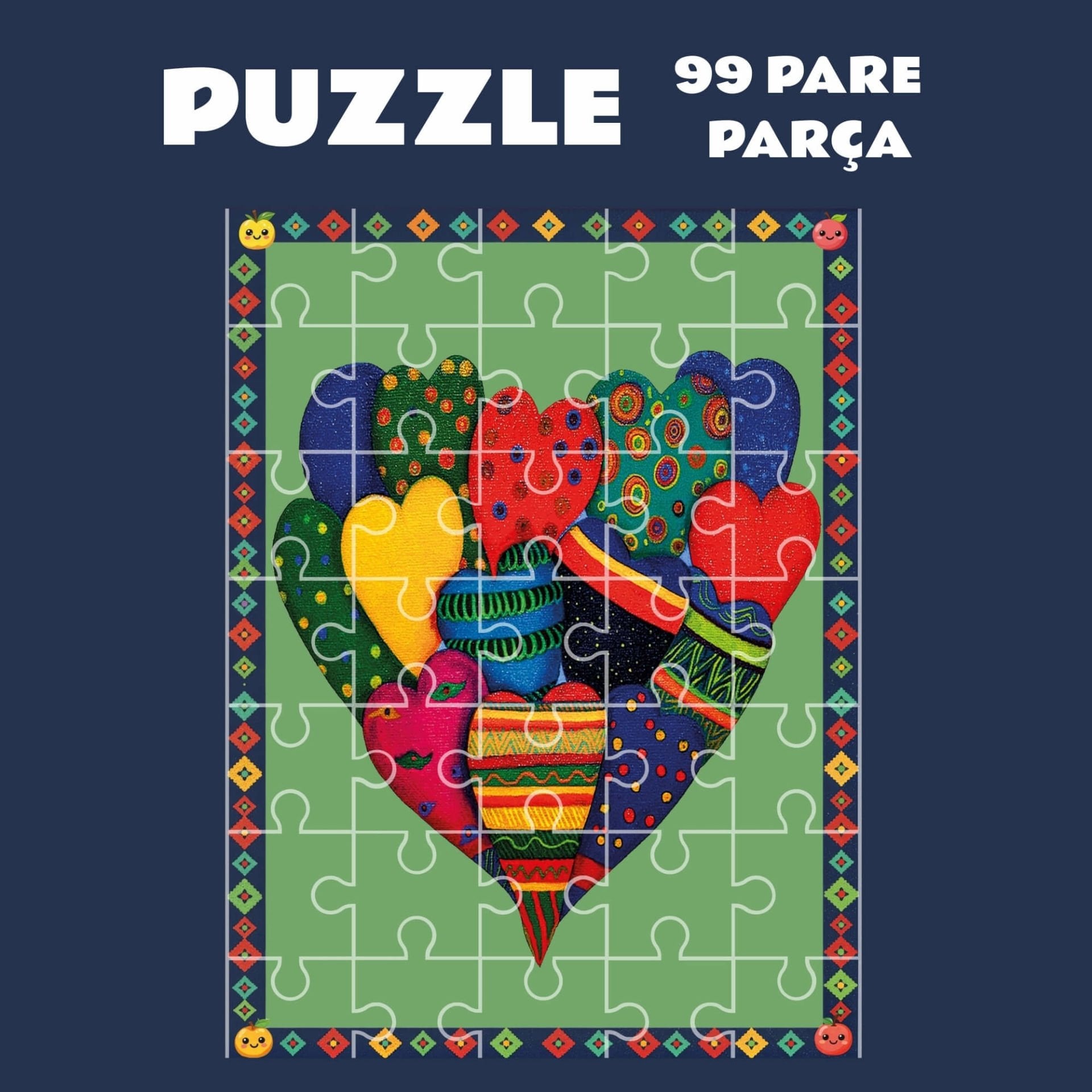 Kalp Yasarımlı Puzzle Yapboz (99 Pare/Parça - A4)