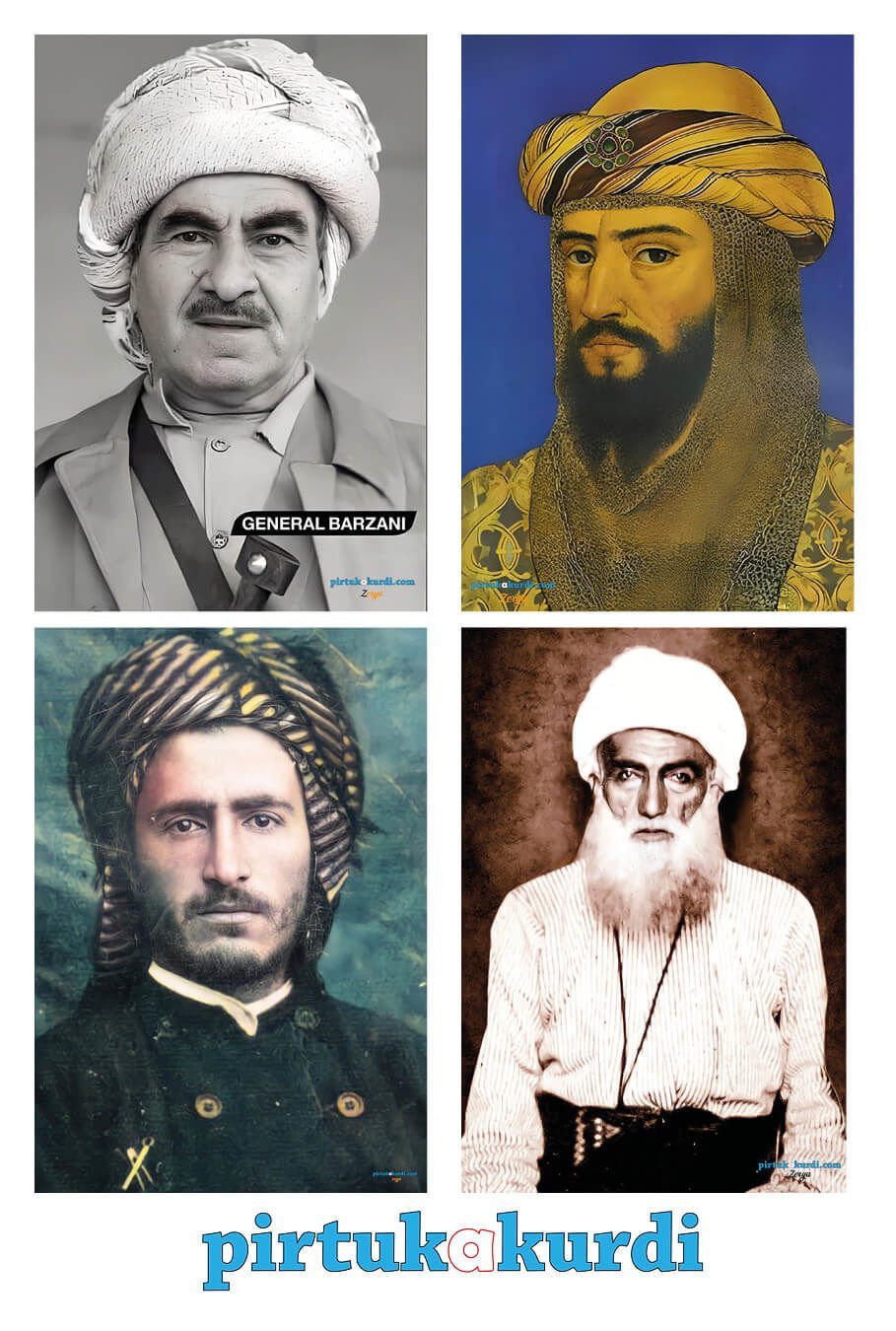 Postera Selahaddînê Eyyubî - Mele Mistefa Barzanî - Qazî Muhammed - Şeyh Said Posteri