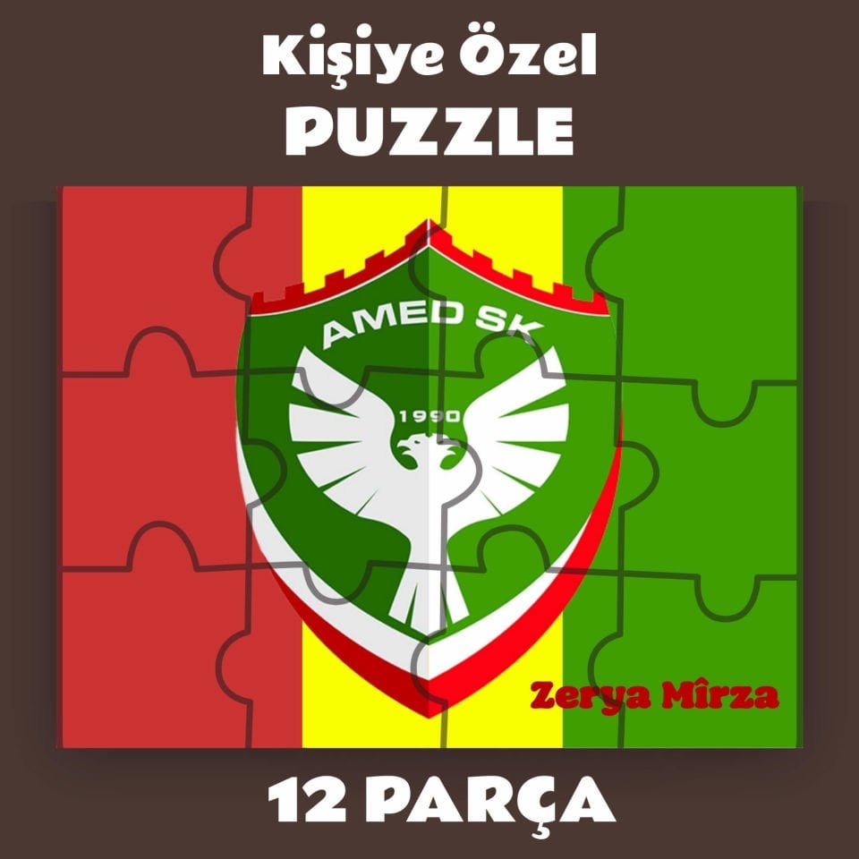 İsme Özel Amedspor Puzzle - Amed Spor Pazil Yapboz (12 Pare/Parça - A5)
