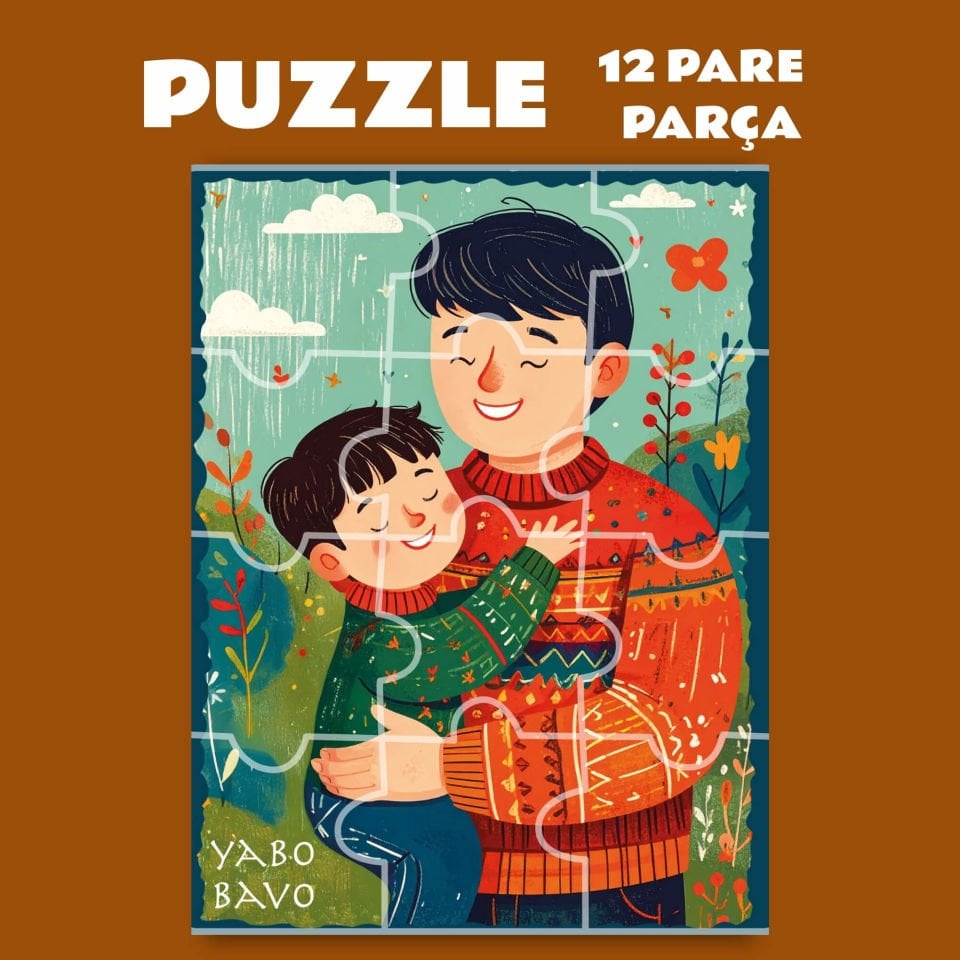 Pazil Bi Kurdî Bavo Yabo Baba - Kürtçe Magnetli Puzzle Yapboz (12 Pare/Parça - A5)