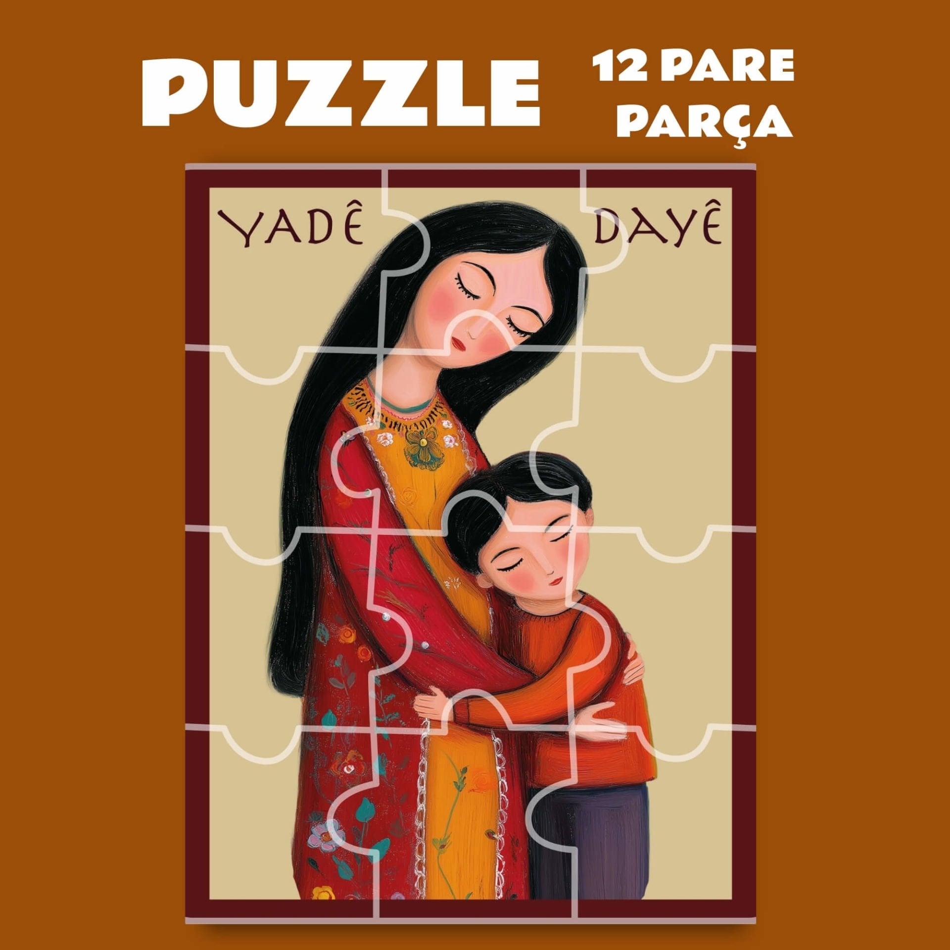 Pazil Bi Kurdî Dayê Yadê Anne - Kürtçe Magnetli Puzzle Yapboz (12 Pare/Parça - A5)