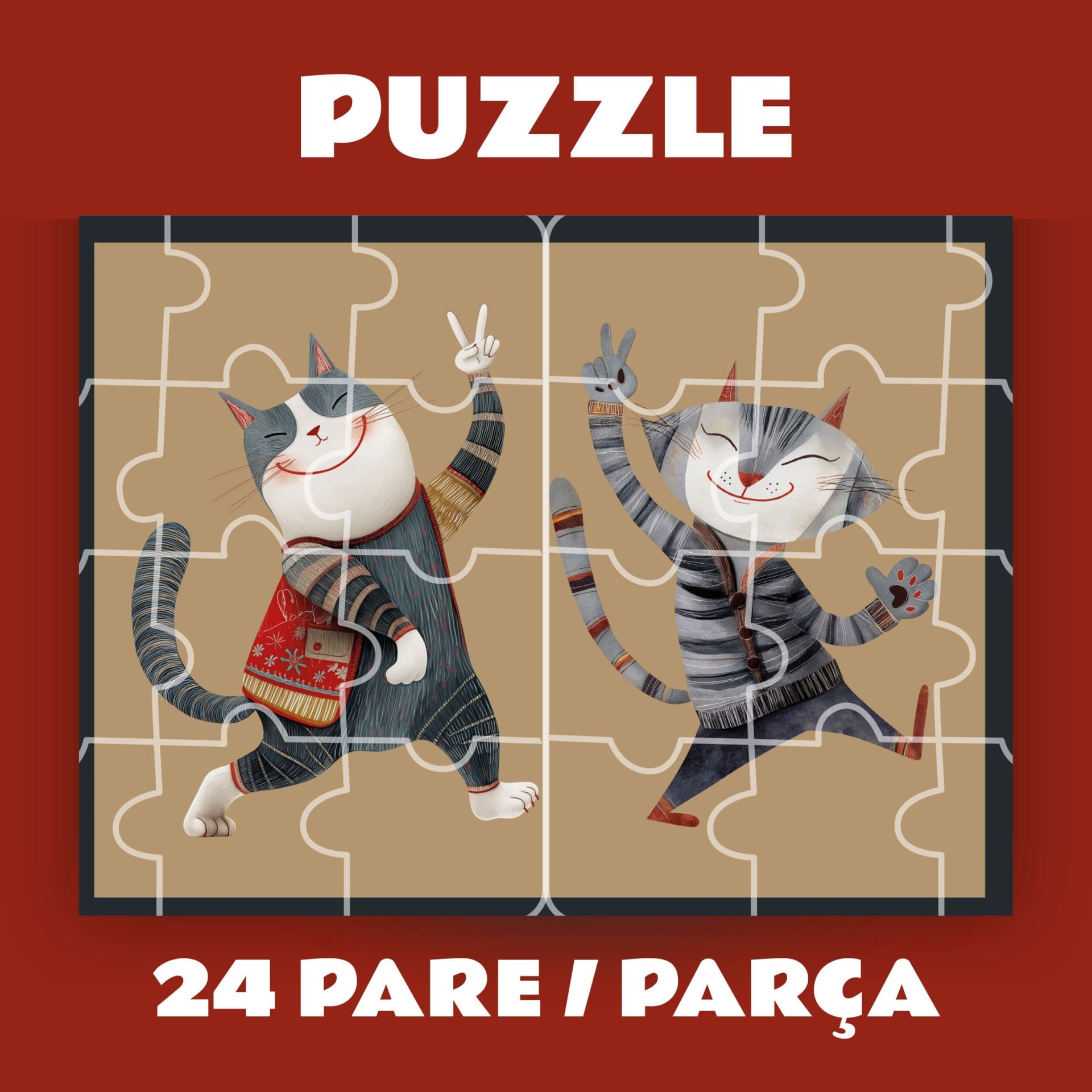 Pazil Bi Kurdî Pisik Kedi - Kürtçe Puzzle Yapboz (24 Pare/Parça - A5)