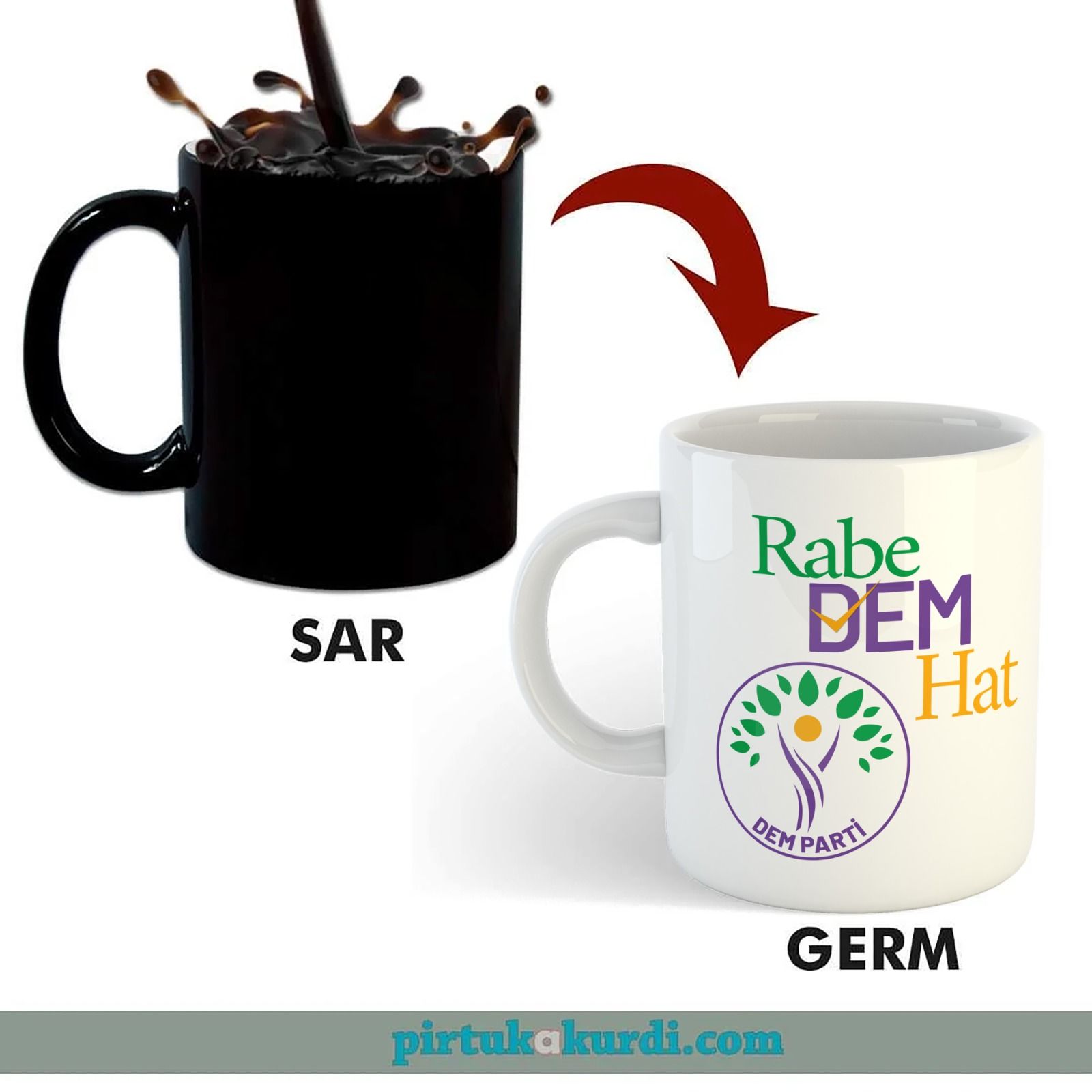 DEM Parti Tasarımlı Sihirli Porselen Kupa Bardak - Rabe DEM Hat