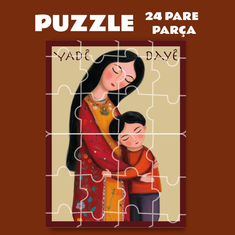 Pazil Bi Kurdî Yadê Dayê Anne - Kürtçe Puzzle Yapboz (24 Pare/Parça - A5)