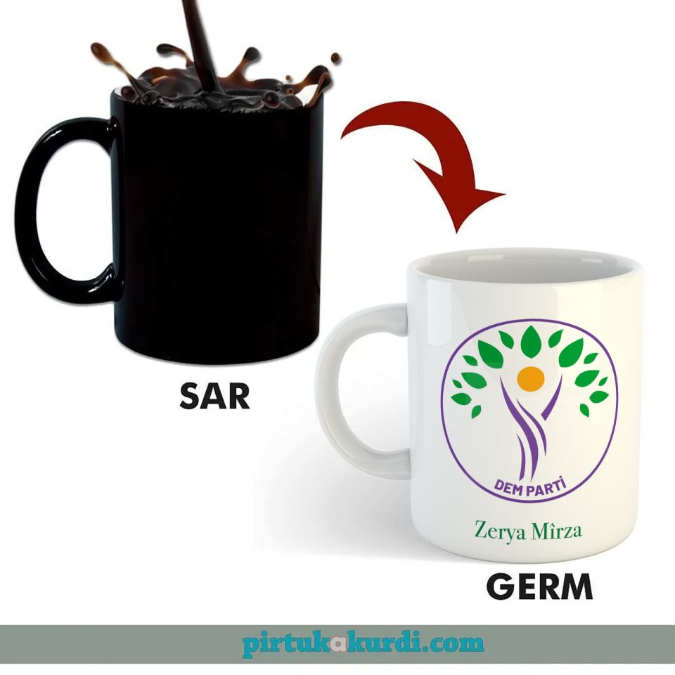 İsme Özel DEM Parti Logolu Sihirli Porselen Kupa Bardak - DEM Parti Kupası