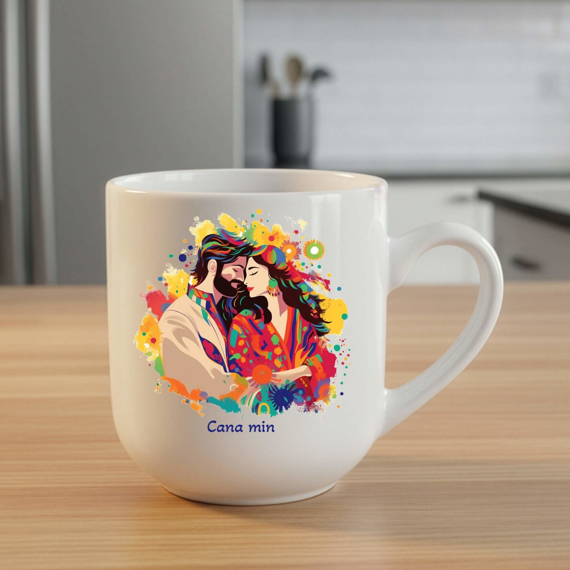 Kürtçe Cana Min Yazılı Mem u Zin Tasarımlı Beyaz Renkli Elite Kupa Bardağı - Cana Min Elite Beyaz Kupa Bardak