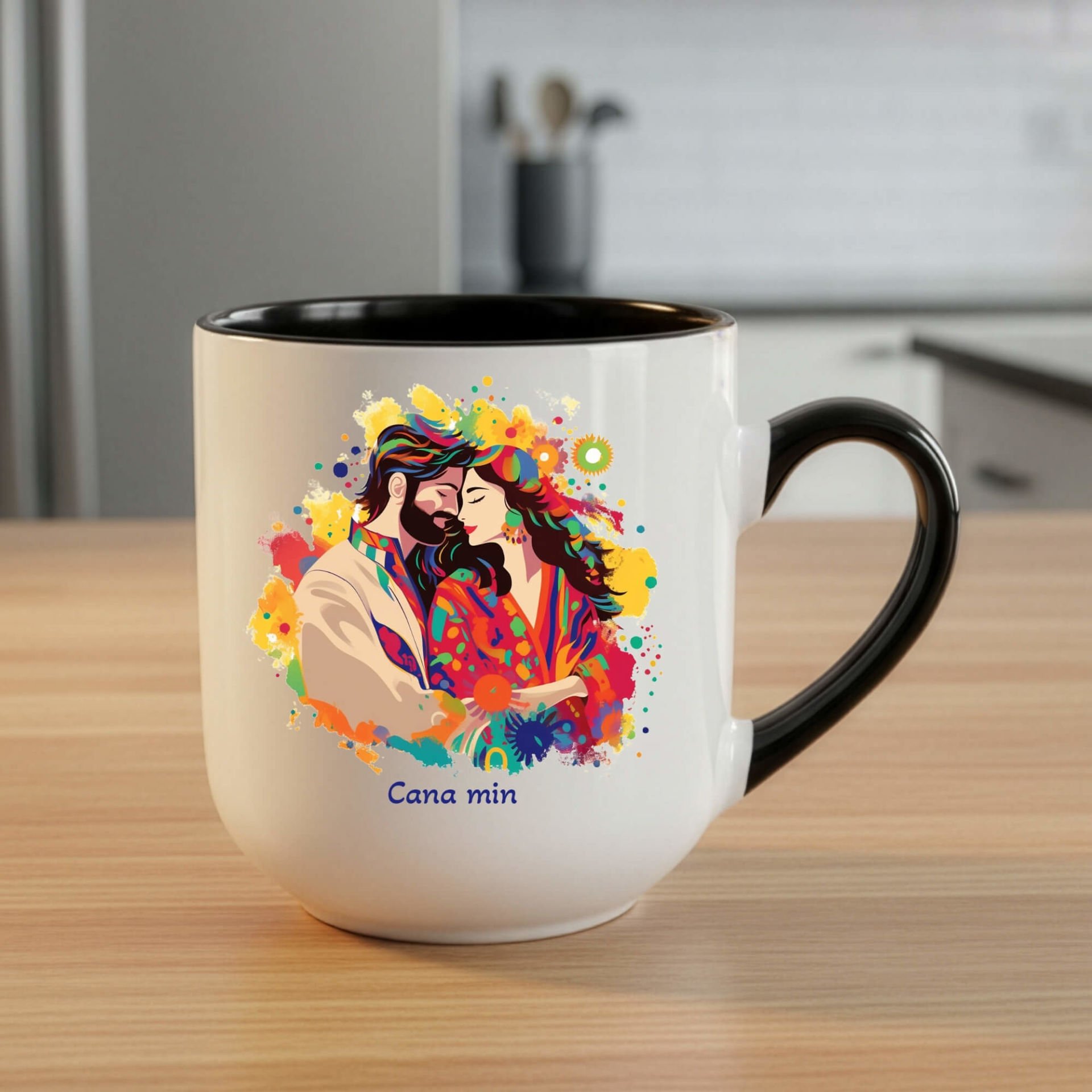 Kürtçe Cana Min Yazılı Mem u Zin Tasarımlı Siyah Renkli Elite Kupa Bardağı - Cana Min Elite Siyah Kupa Bardak