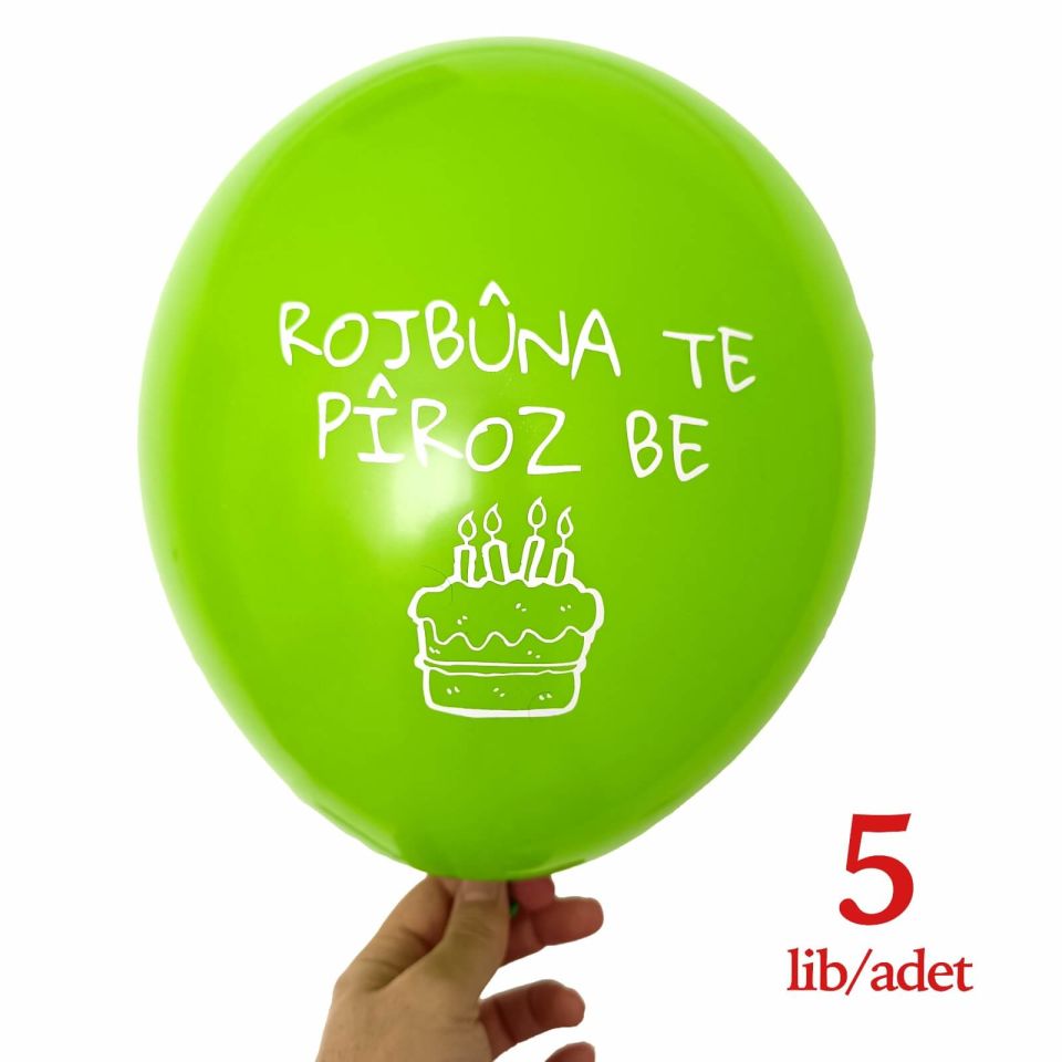 Pifdankên Rojbûnê Kesk - Kürtçe Doğum Günü Balonu Yeşil (5 adet)