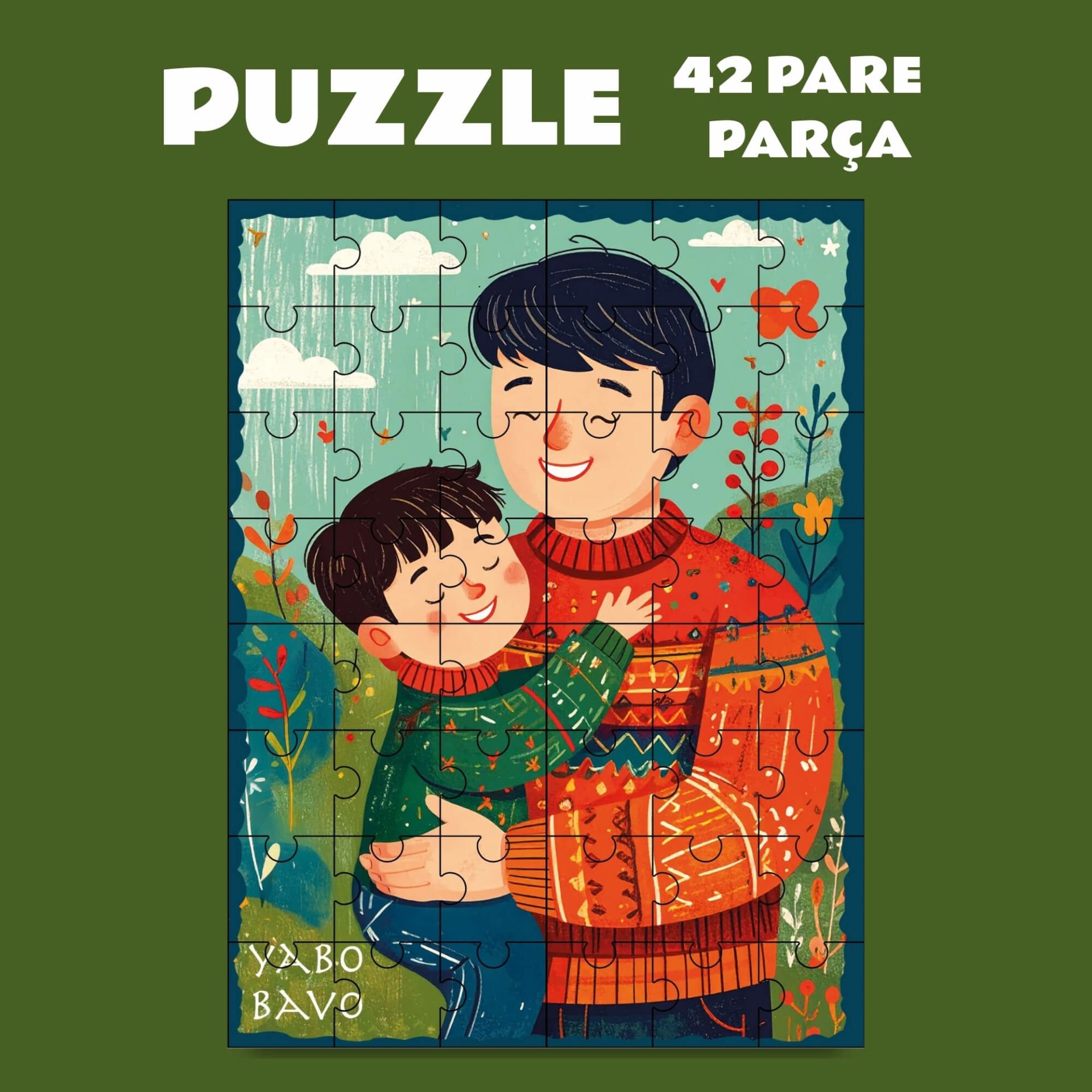 Pazil Bi Kurdî Yabo Bavo Baba - Kürtçe Puzzle Yapboz (42 Pare/Parça - A4)