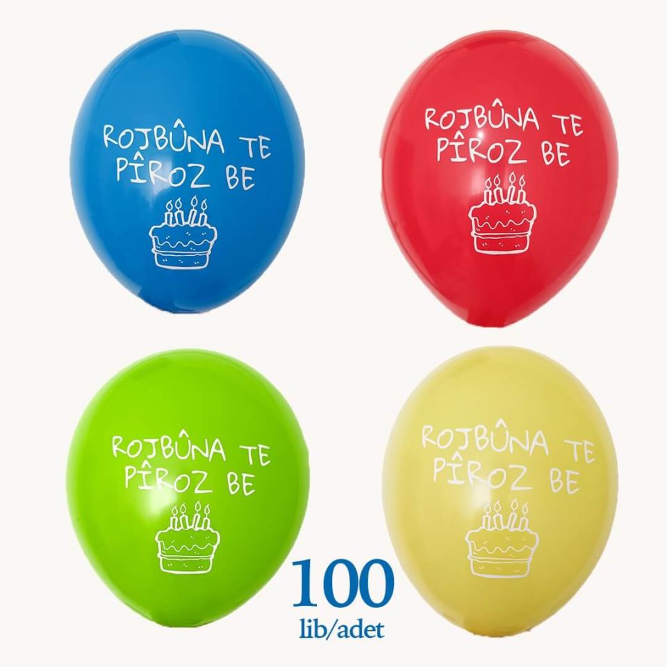 Pifdankên Rojbûnê - Kürtçe Doğum Günü Balonu (100 adet)