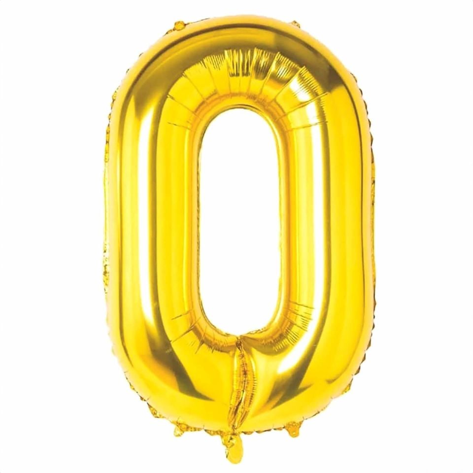 Rakam Folyo Balon Gold Altın 34 inç 86 cm (0 rakamı)