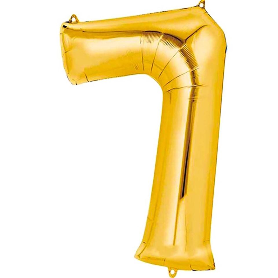 Number Foil Balloon Gold Gold 34 inch 86 cm (Number 7)