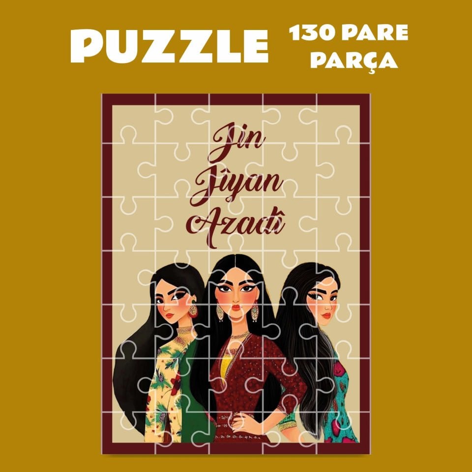 Jin Jiyan Azadi Tasarımlı Pazil Puzzle Yapboz (130 Pare/Parça - A3)