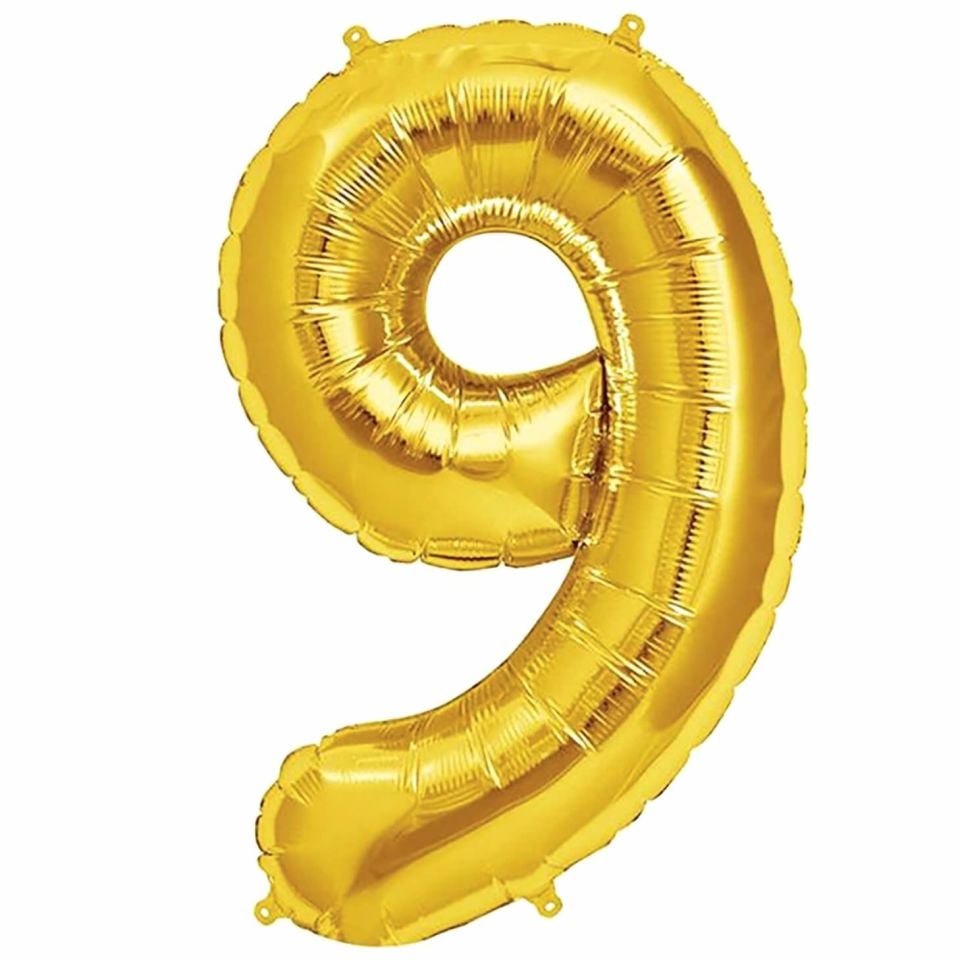 Rakam Folyo Balon Gold Altın 34 inç 86 cm (9 rakamı)