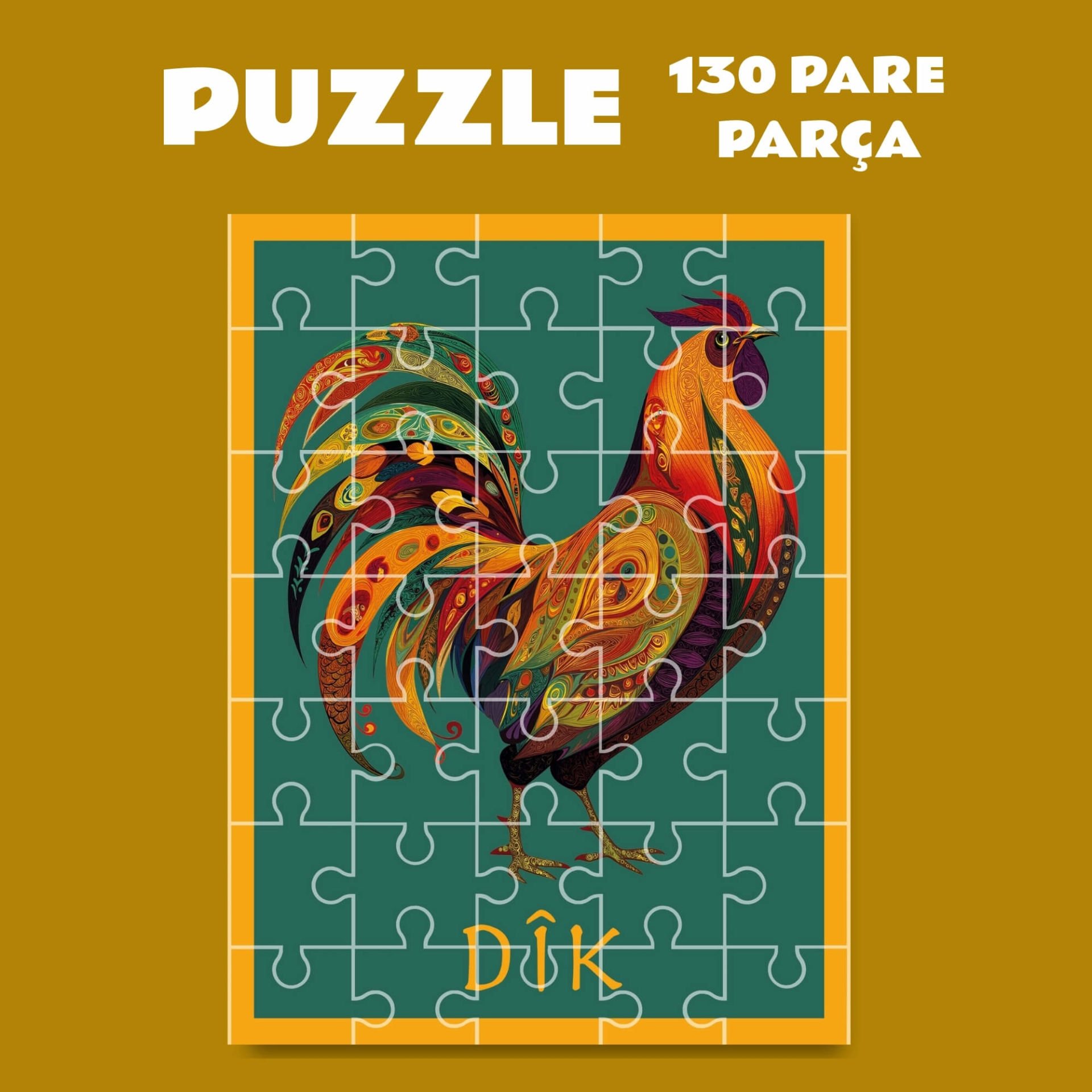 Pazil Bi Kurdî Dîk Horoz - Kürtçe Puzzle Yapboz (130 Pare/Parça - A3)