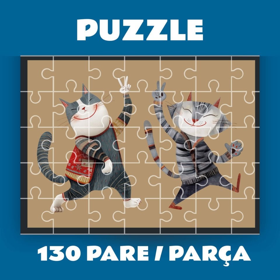 Pazil Bi Kurdî Pisik Kedi - Kürtçe Puzzle Yapboz (130 Pare/Parça - A3)