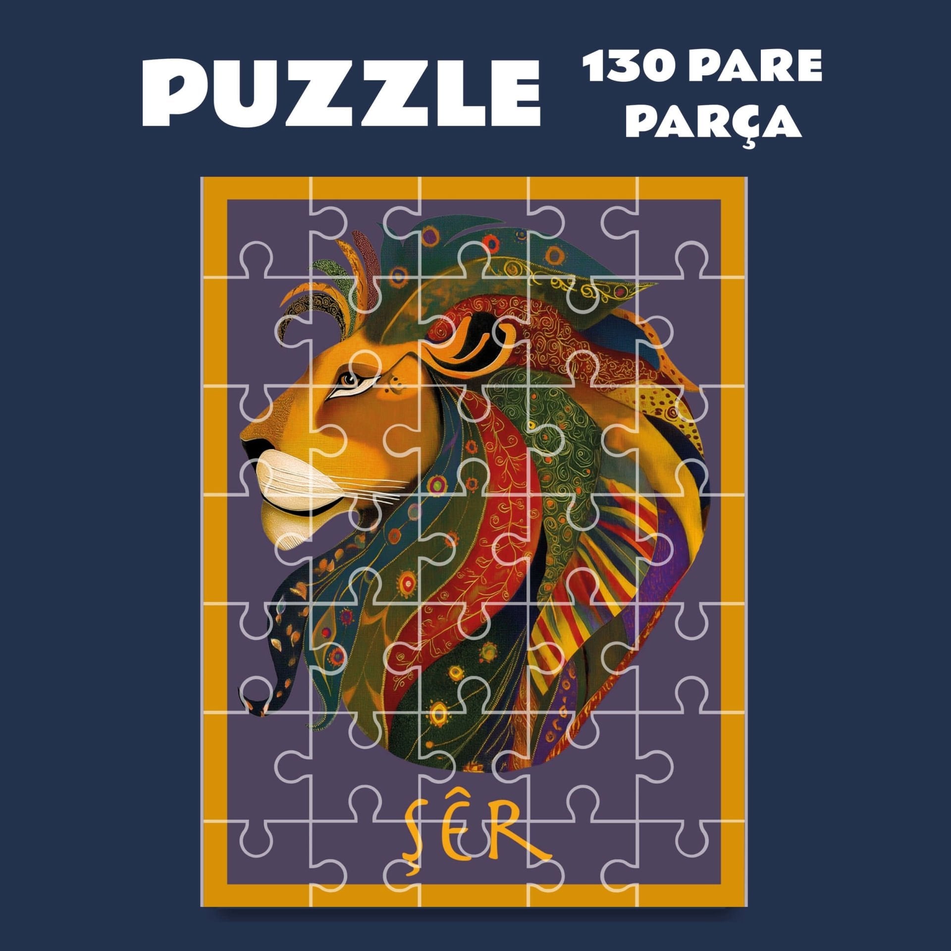 Pazil Bi Kurdî Şêr Aslan - Kürtçe Puzzle Yapboz (130 Pare/Parça - A3)