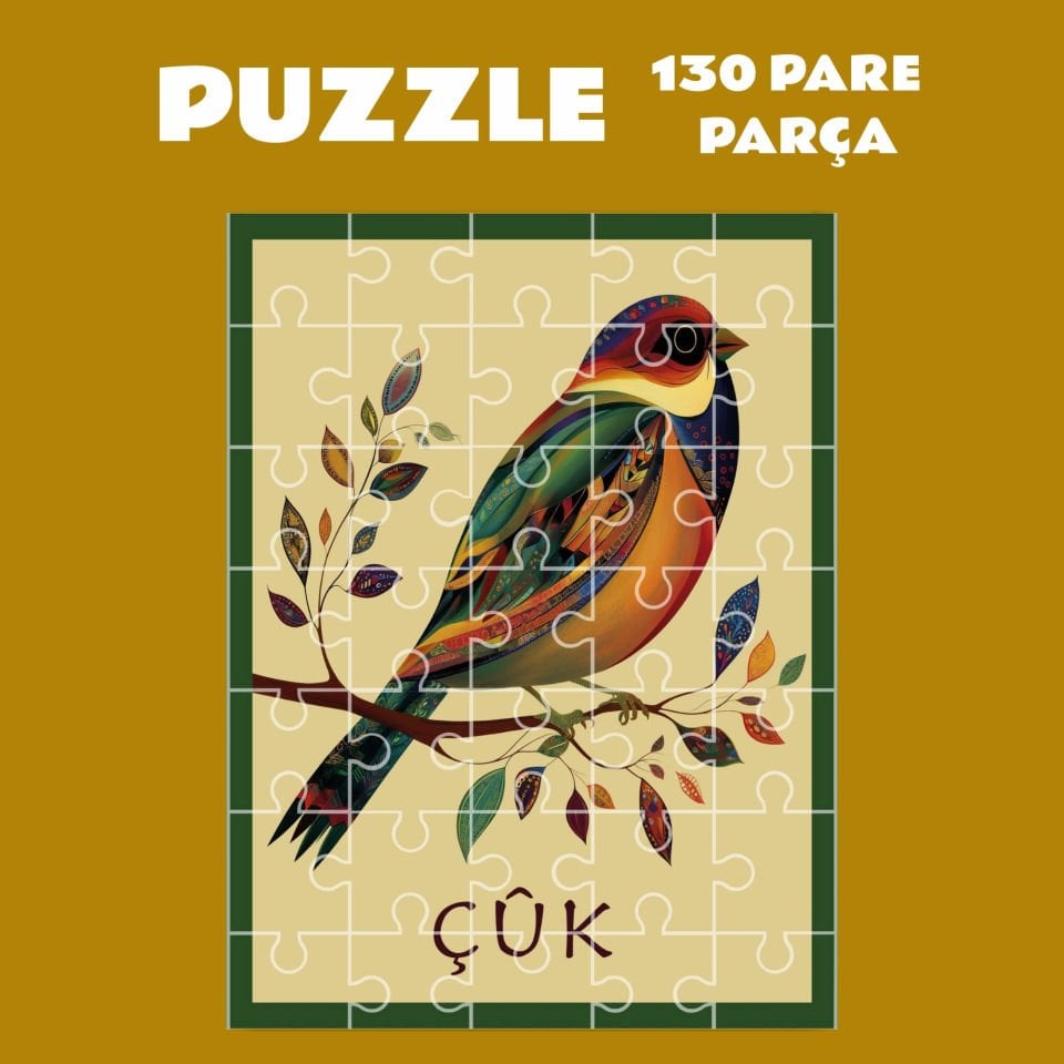 Pazil Bi Kurdî Çûk Çivik Kuş - Kürtçe Puzzle Yapboz (130 Pare/Parça - A3)