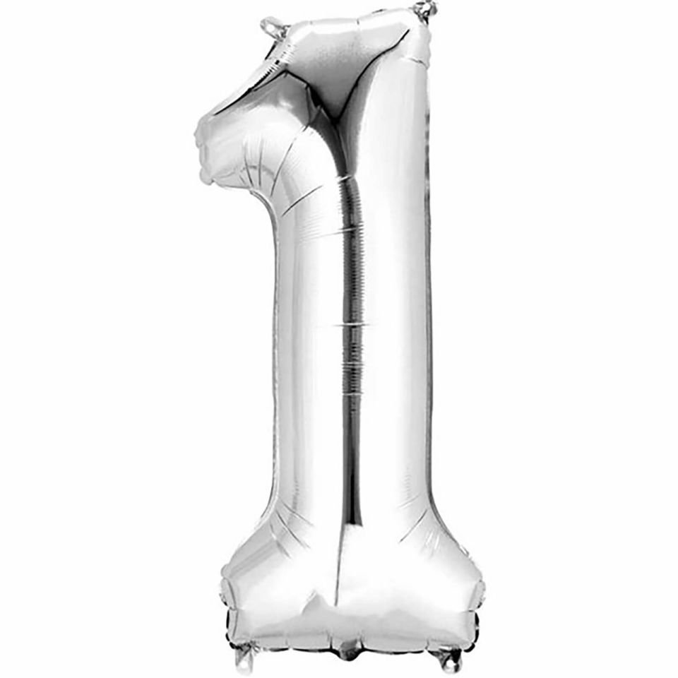 Rakam Folyo Balon Gümüş Silver 34 inç 86 cm (1 rakamı)