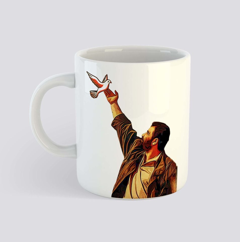 Ahmet Kaya Resimli Kupa Bardak - Ahmet Kaya Kupası - Güvercinli