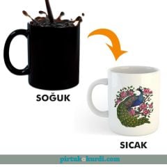 Melekê Tawis Resimli Sihirli Porselen Kupa - Tavus Kuşu Tasarımlı Sihirli Kupa