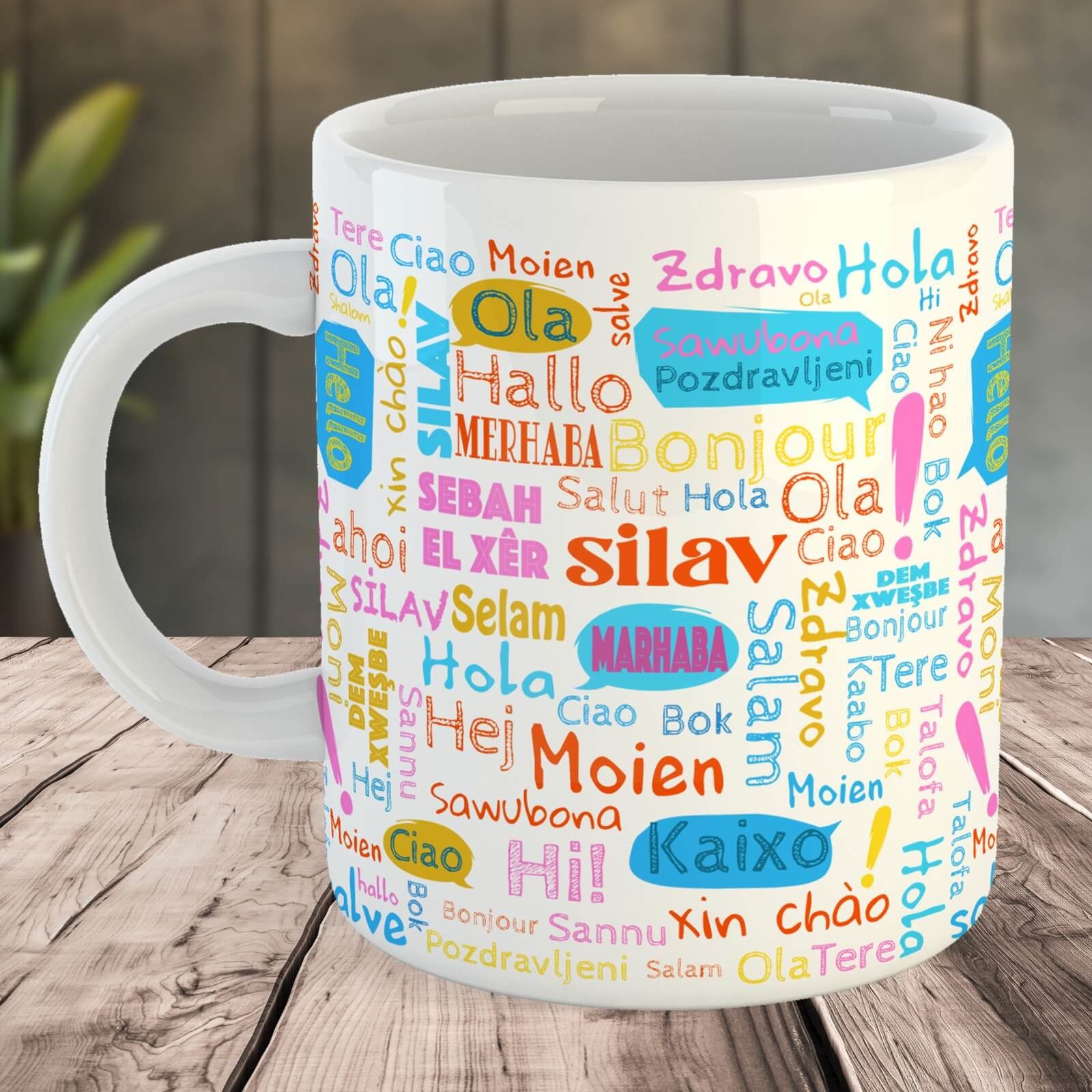 Silav Hello Merhaba Bonjour Tasarımlı Kupa Bardak