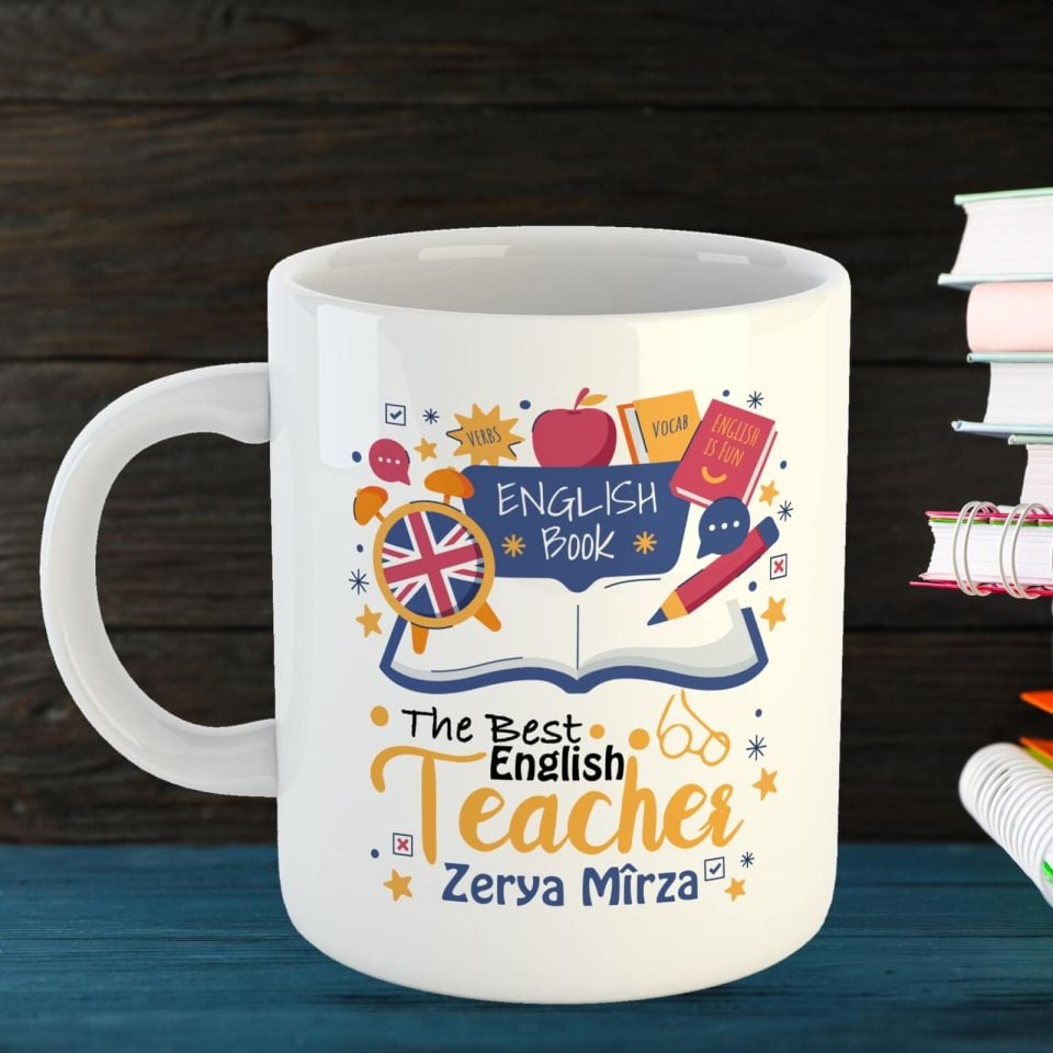 The Best English Teacher Tasarımlı İsme Özel Kupa Bardak - İngilizce Öğretmenine Özel Kupa
