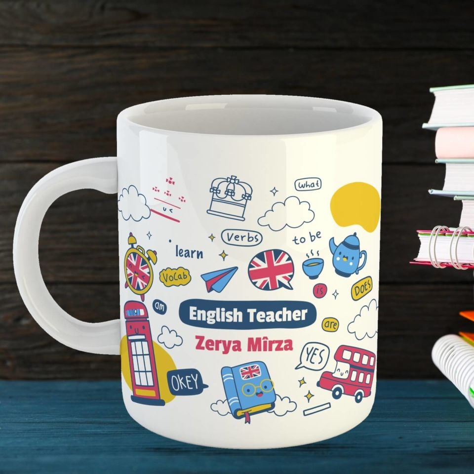 English Teacher Tasarımlı İsme Özel Kupa Bardak - İngilizce Öğretmenine Özel Kupa