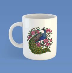 Melekê Tawis Porselen Kupa Bardak - Tavus Kuşu Tasarımlı Kupa