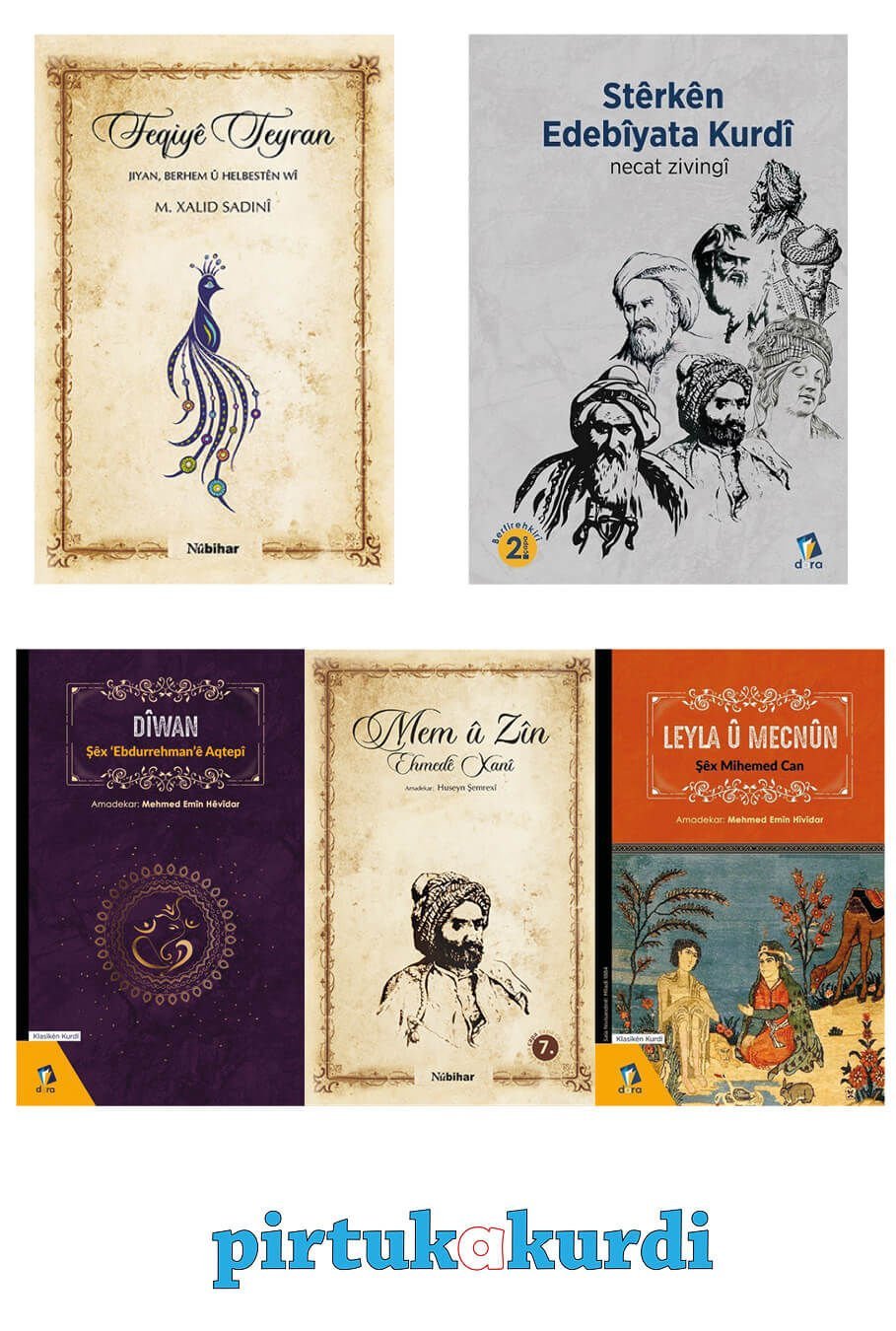 Seta Klasikên Kurdî - Kürt Klasikleri Seti - Mem û Zîn - Feqiyê Teyran - Leyla u Mecnun (5 KİTAP)