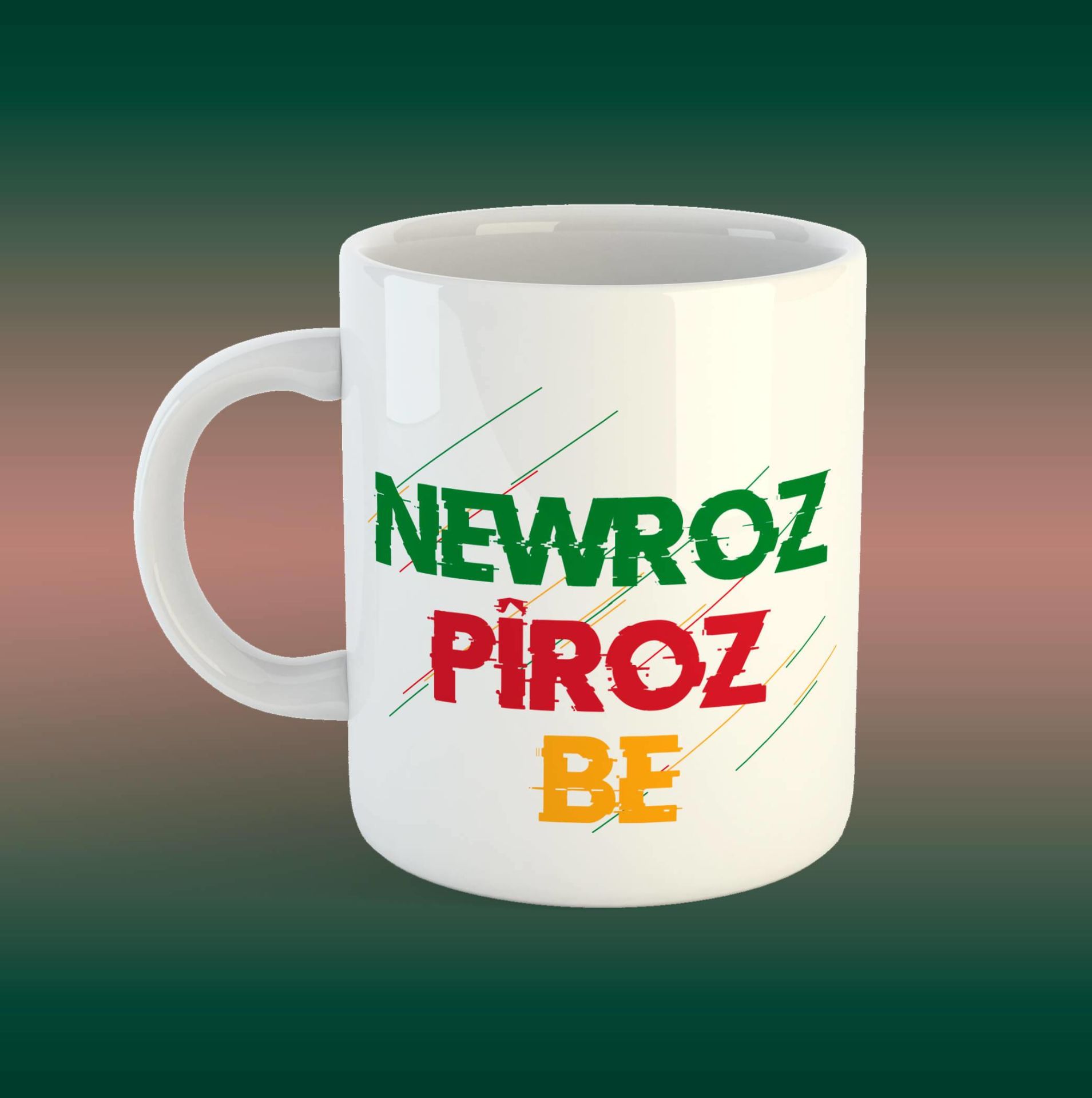 Newroz Tasarımlı Porselen Kupa Bardak -  Newroz Piroz Be Kupası