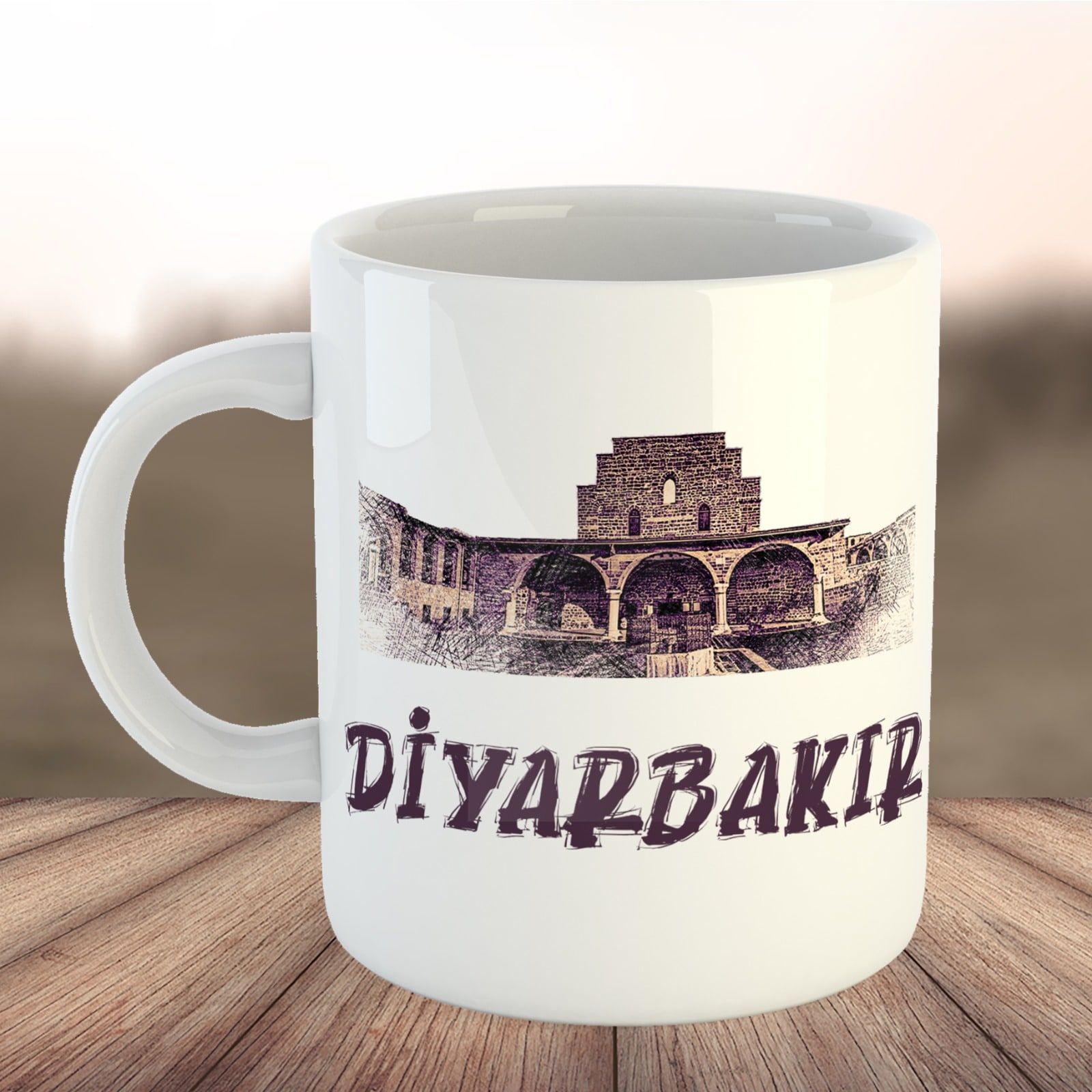 Diyarbakır Resimli Porselen Kupa Bardak - Diyarbakır Kupası
