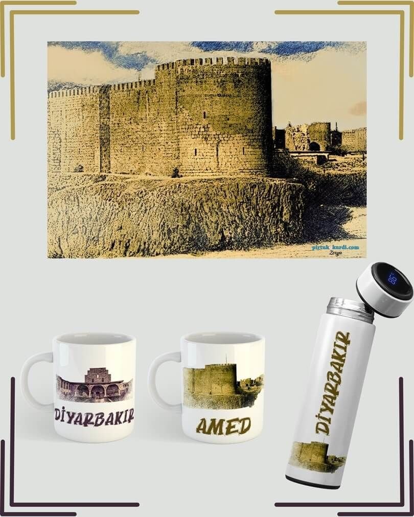 Amed Diyarbakır Tasarımlı Kupa ve Termos Seti - Diyarbakır Surları Termosu Posteri