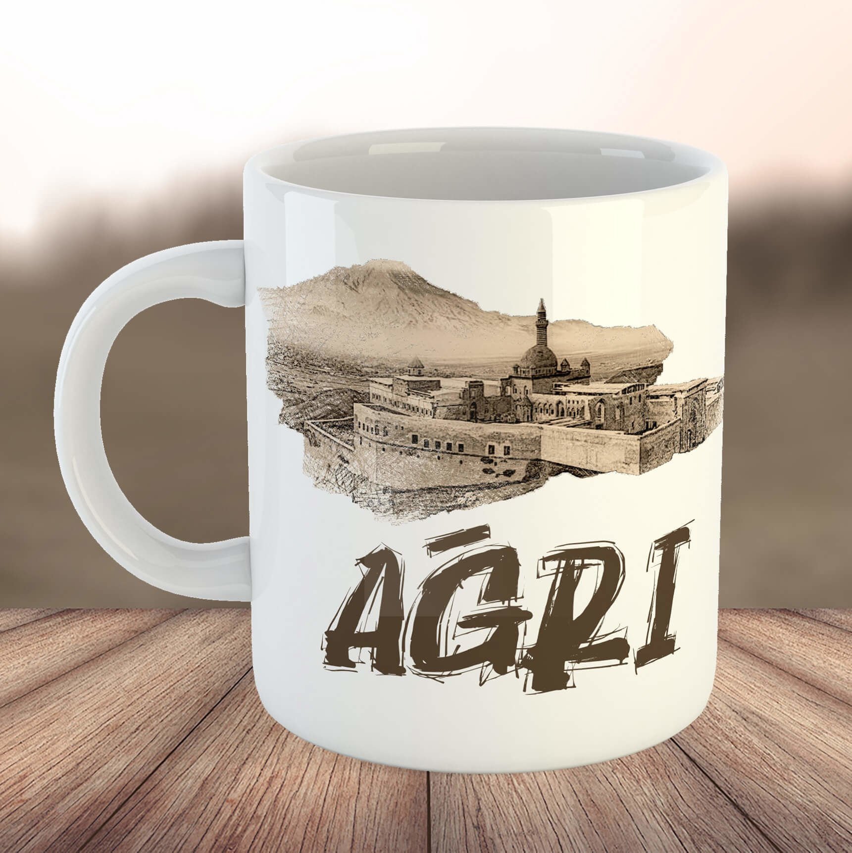 Ağrı ili Porselen Kupa Bardak - Ağrı İshak Paşa Sarayı Kupası